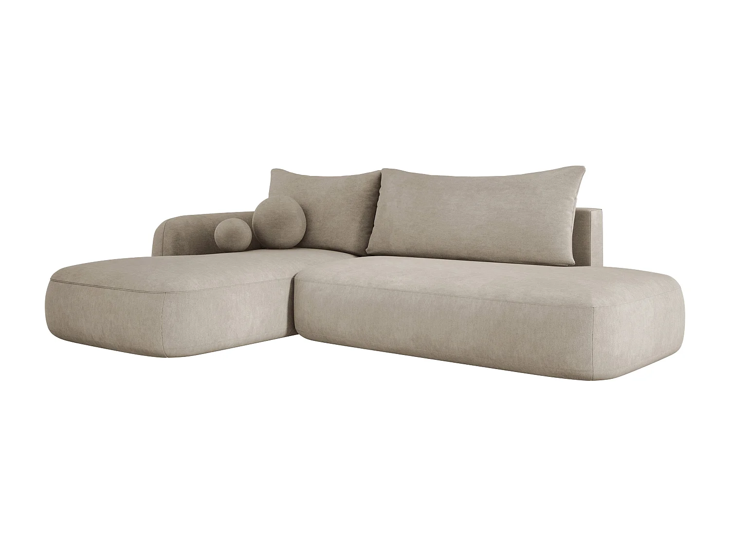 Ecksofa BABU Mit Bettfunktion – Moderne Polsterecke Für Wohnzimmer Funktionales Schlafsofa Im Stoff CLOUD, 300x105x60cm, Linke Seite, Beige