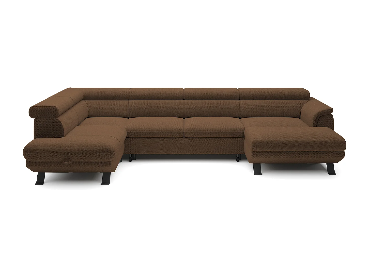 Canapé d'angle RAVEN XL convertible avec tiroir-lit, appuie-têtes réglables, coffre, 334x198x162cm, côté gauche Rouille