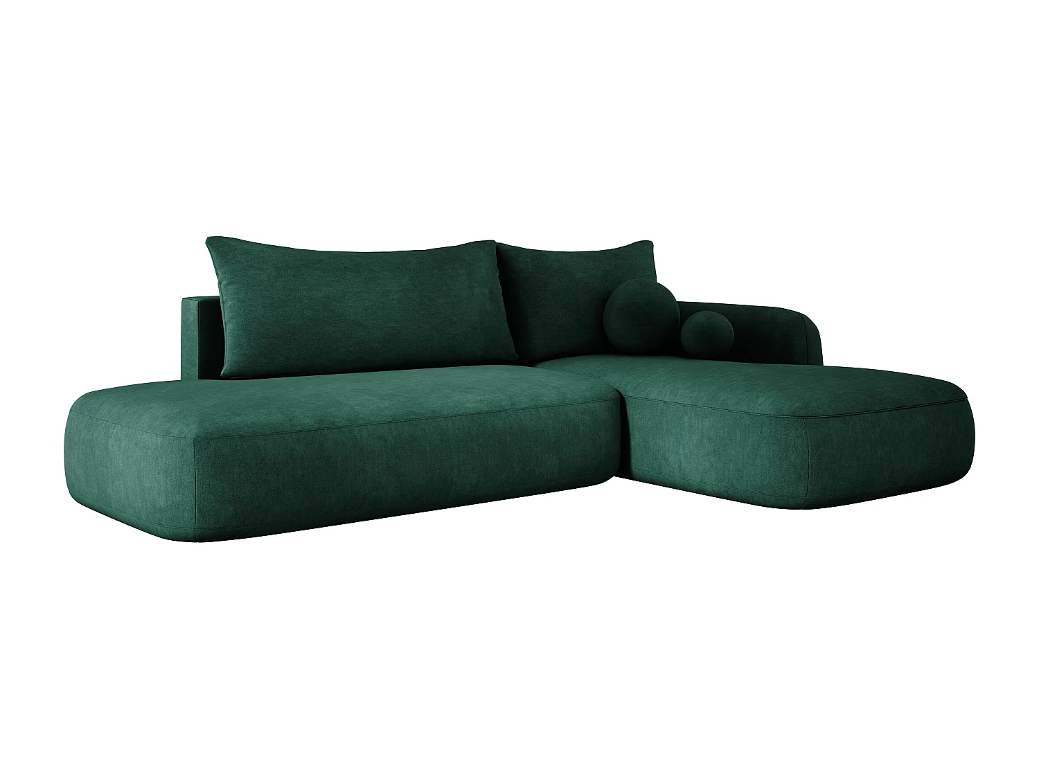 Canapé d'angle BABU avec lit – Sofa convertible moderne CLOUD, 300x105x60cm, côté droit, Vert