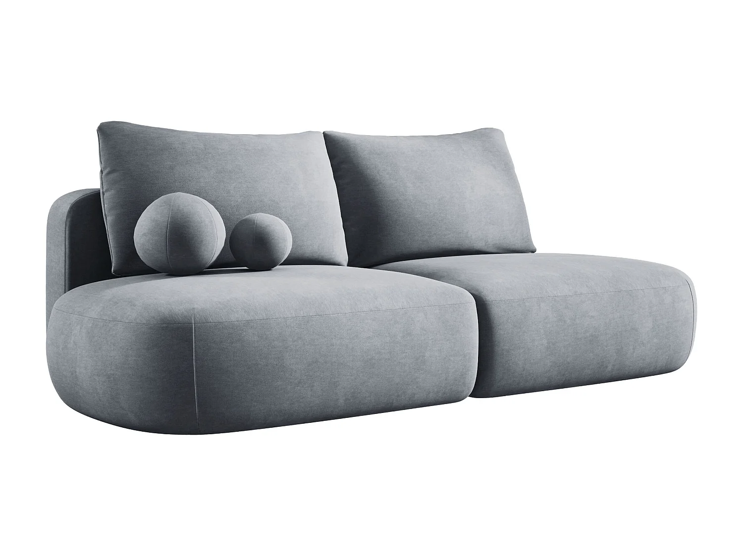 Canapé-lit moderne BABU avec coffre, fonction sommeil, DL-Automat, 2 coussins dossier, 2 coussins déco, 240x90x90 cm Frêne