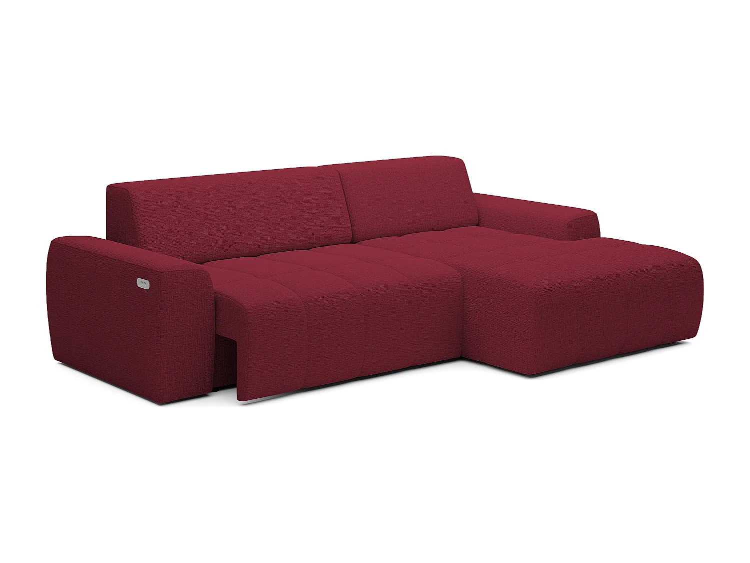 Canapé d'angle Savio indépendant, tissu Kansas résistant, dim. 265x172x81cm, couchage 206x92cm, côté droit, cerisier