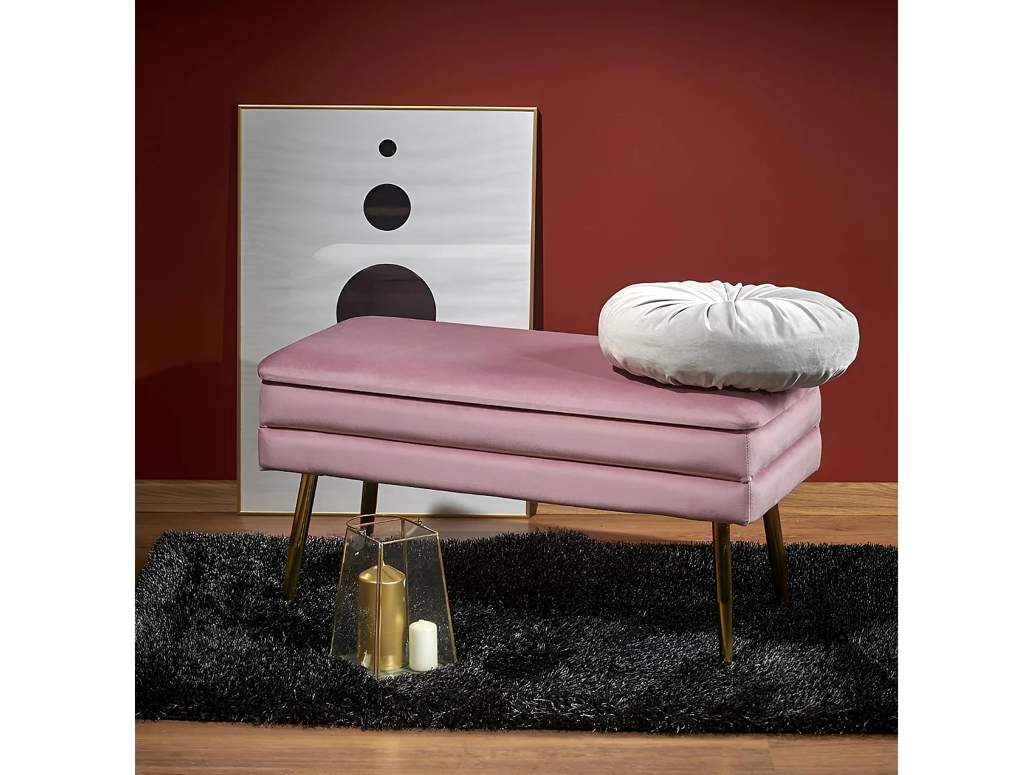 Sitzbank Velva/Samtstoffbezug/Pink