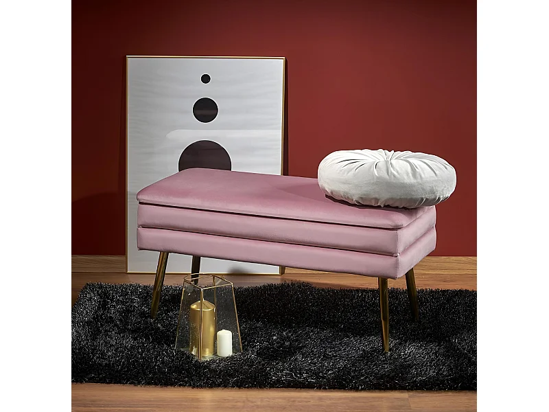 Sitzbank Velva/Samtstoffbezug/Pink