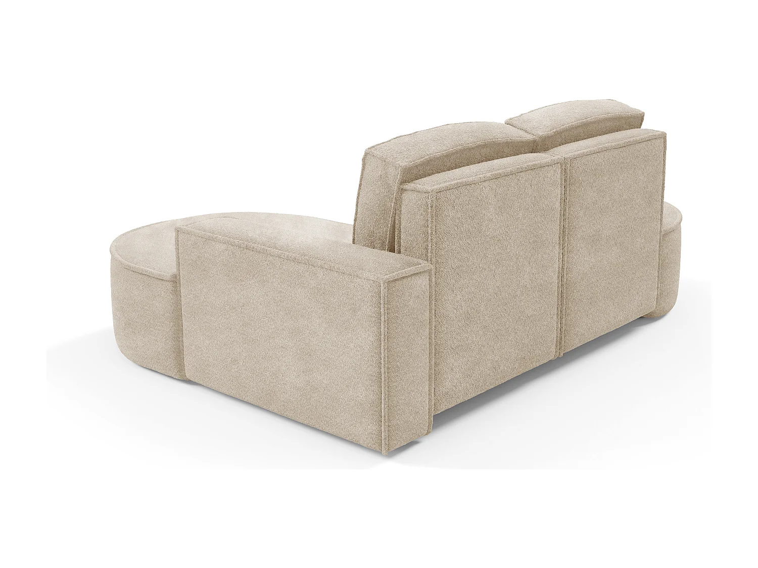 Canapé d'angle MOLLY – Semi-circulaire, Abriamo-Bouclé, Coussins libres, Revêtement bouclé, 210x157x88 cm, Droit Beige