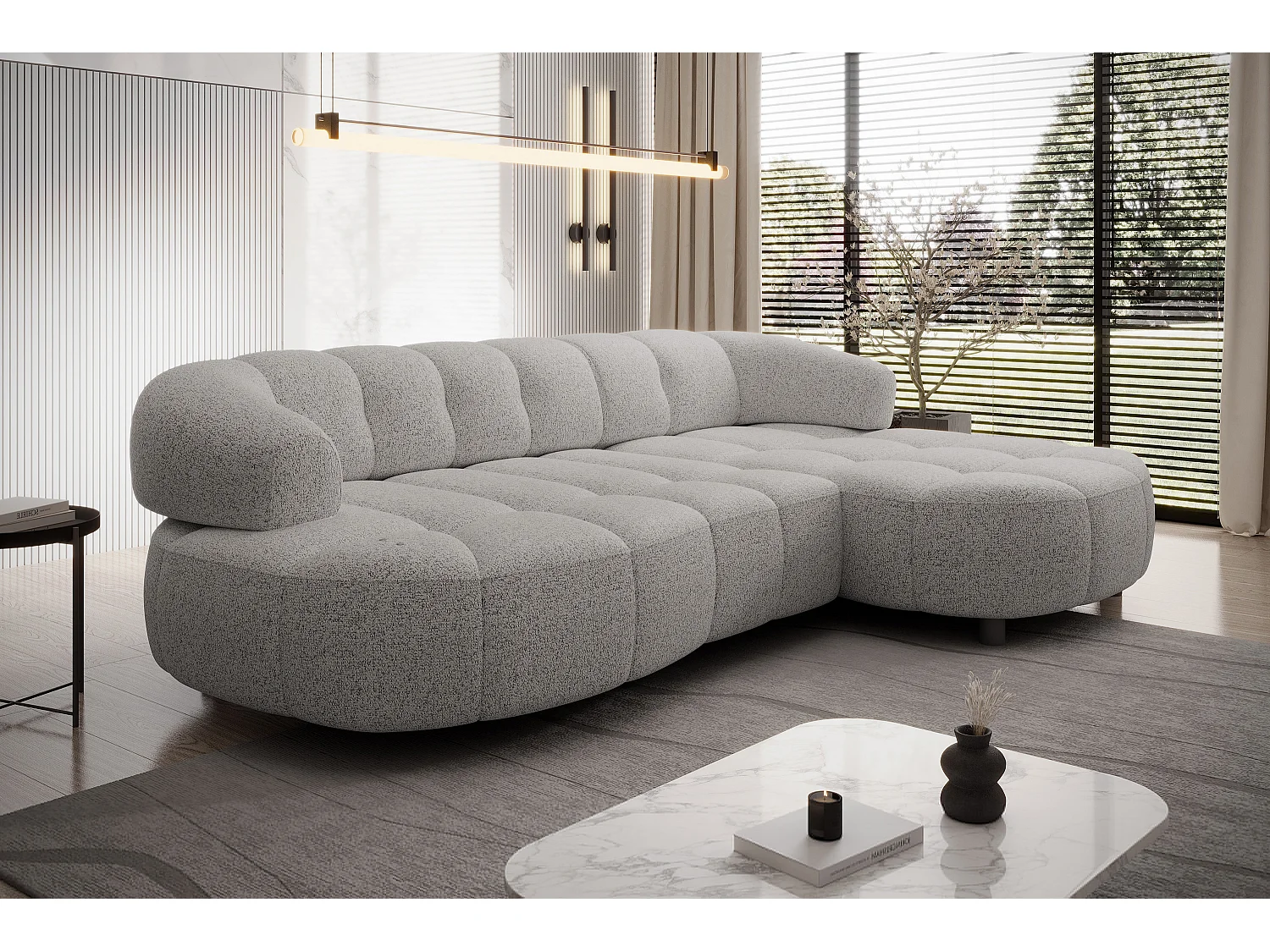 HOEKBANK WESPER S - SOFA met elektrische zitverstelling, L-vormig, vrijstaand, relaxfunctie, 183x284x79cm rechts lichtgrijs