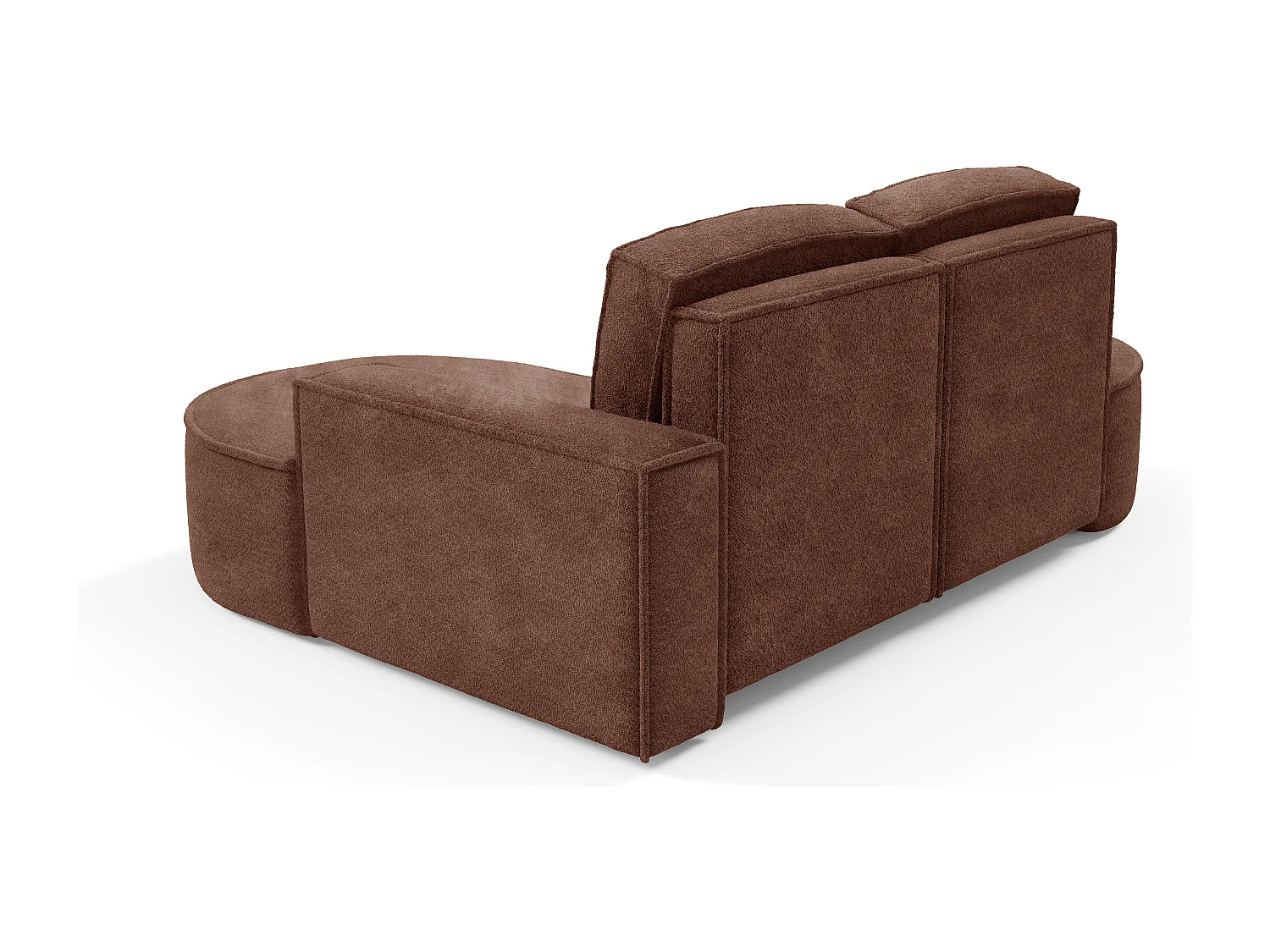 Hoekbank MOLLY – Halfrond, Abriamo-Bouclé, Losse Kussens, Bouclé-bekleding, 210x157x88 cm, Rechts Bruin