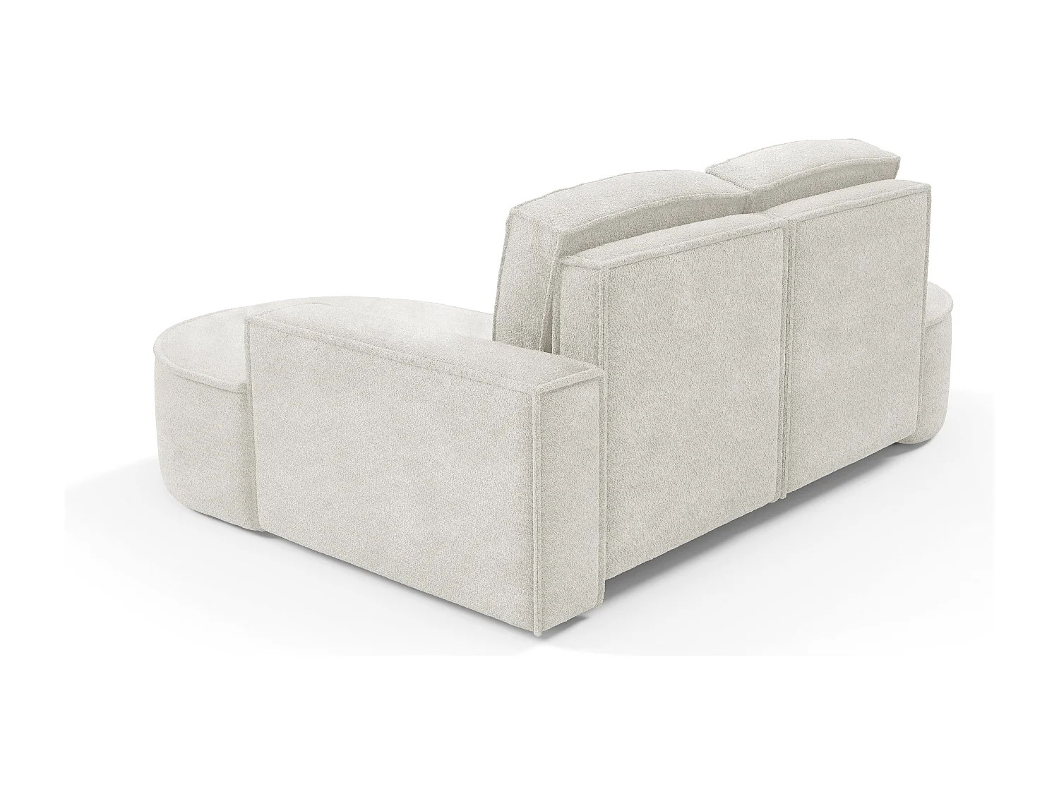Canapé d'angle MOLLY – Semi-circulaire, Abriamo-Bouclé, Coussins libres, Revêtement bouclé, 210x157x88 cm, Droit Blanc