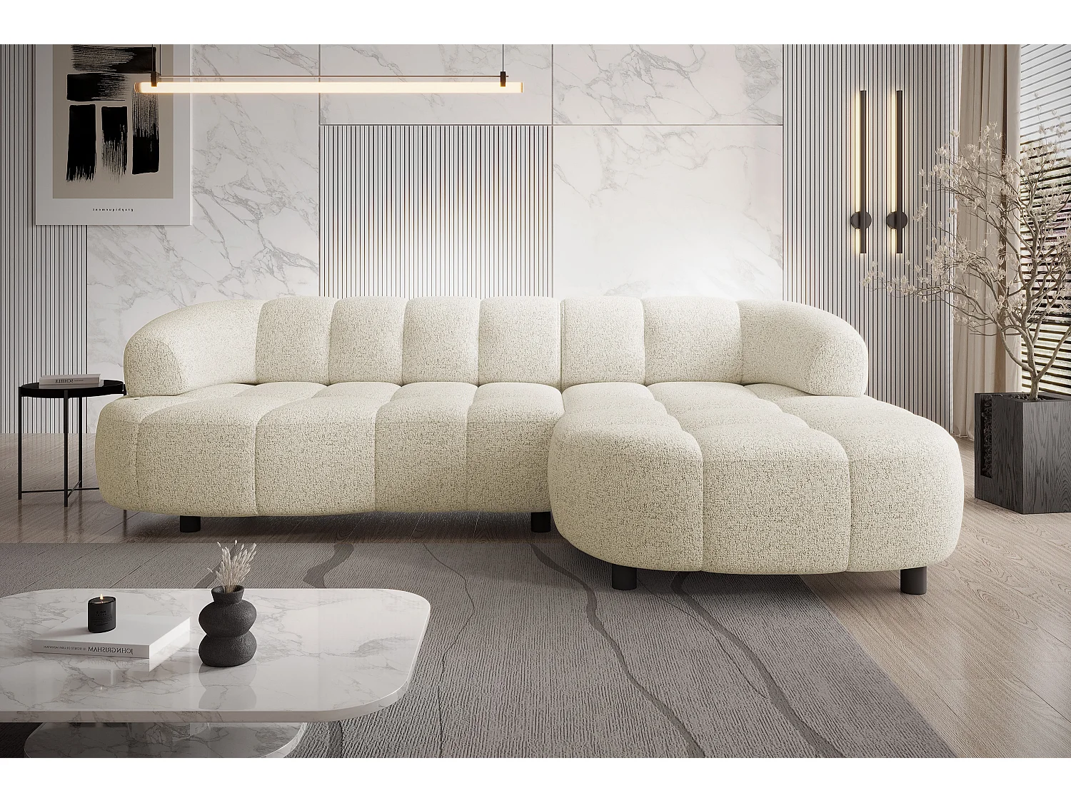 HOEKBANK WESPER S - SOFA met elektrische zitverstelling, L-vormig, vrijstaand, relaxfunctie, 183x284x79cm rechts beige