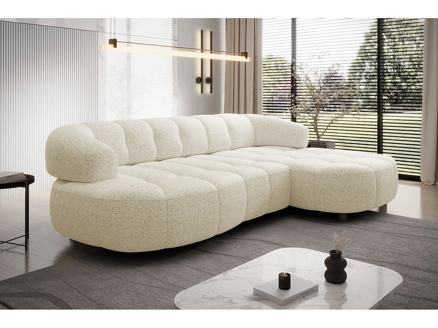 HOEKBANK WESPER S - SOFA met elektrische zitverstelling, L-vormig, vrijstaand, relaxfunctie, 183x284x79cm rechts beige