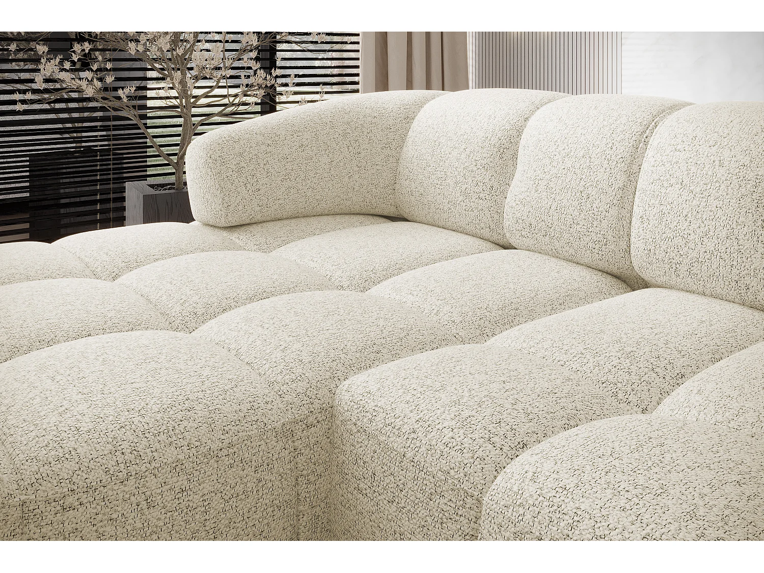 HOEKBANK WESPER S - SOFA met elektrische zitverstelling, L-vormig, vrijstaand, relaxfunctie, 183x284x79cm rechts beige