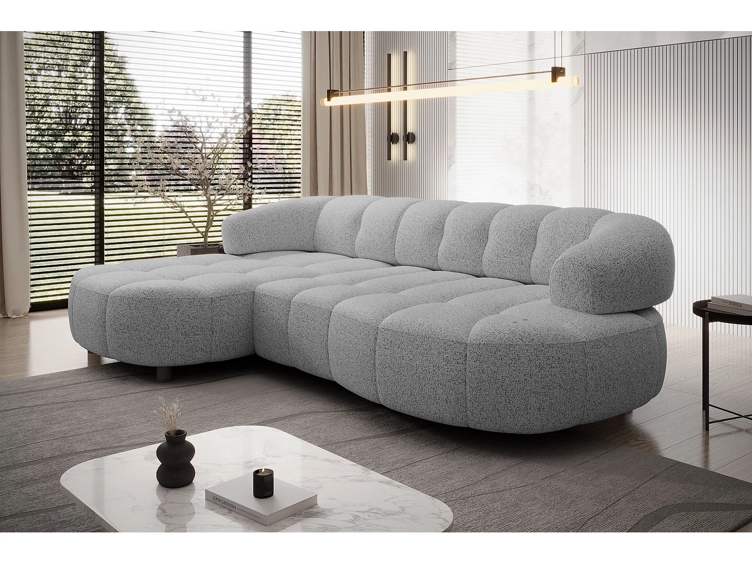 HOEKBANK WESPER S - SOFA met elektrische zitverstelling, L-vormig, vrijstaand, relaxfunctie, 183x284x79cm links grijs