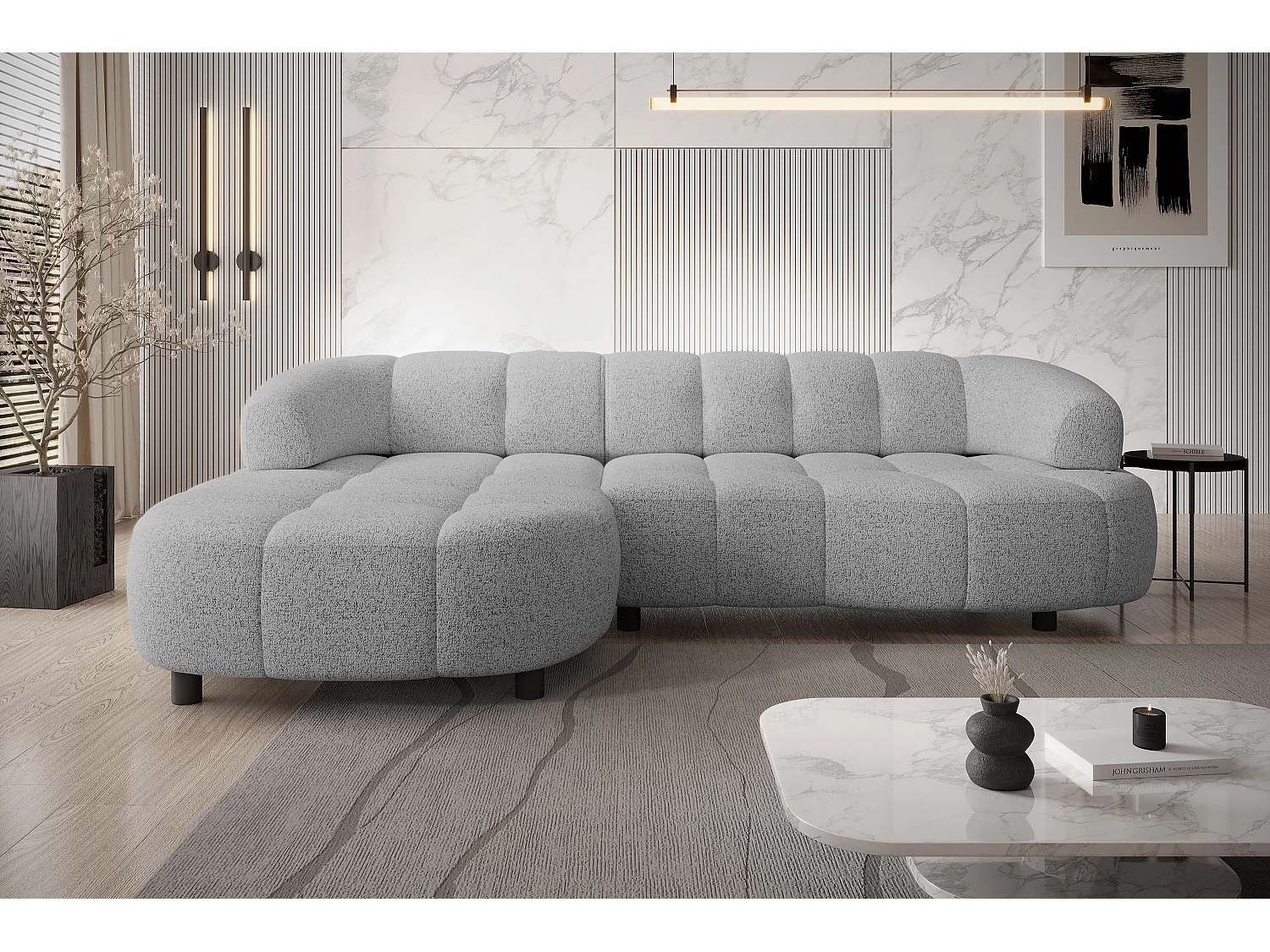 ECKSOFA WESPER S - Eckcouch Mit Elektrischer Sitzverstellung, L-förmig, Freistehend, Relaxfunktion, 183x284x79cm Linke Seite Grau