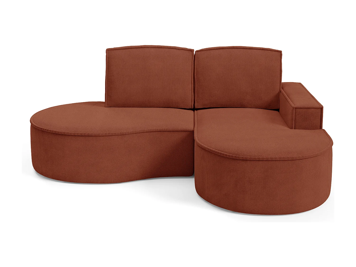 Ecksofa MOLLY – Halbkreisförmig, Curio-Bouclé, Lose Kissen, 210x157x88 cm, Rechts Braun