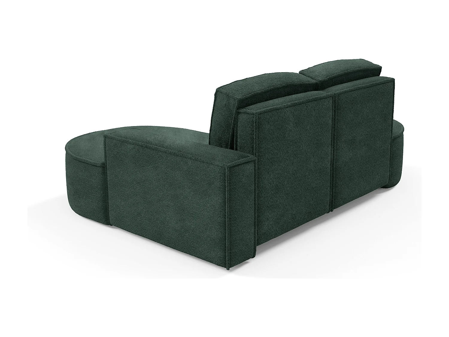 Canapé d'angle MOLLY – Semi-circulaire, Abriamo-Bouclé, Coussins libres, Revêtement bouclé, 210x157x88 cm, Gauche Vert