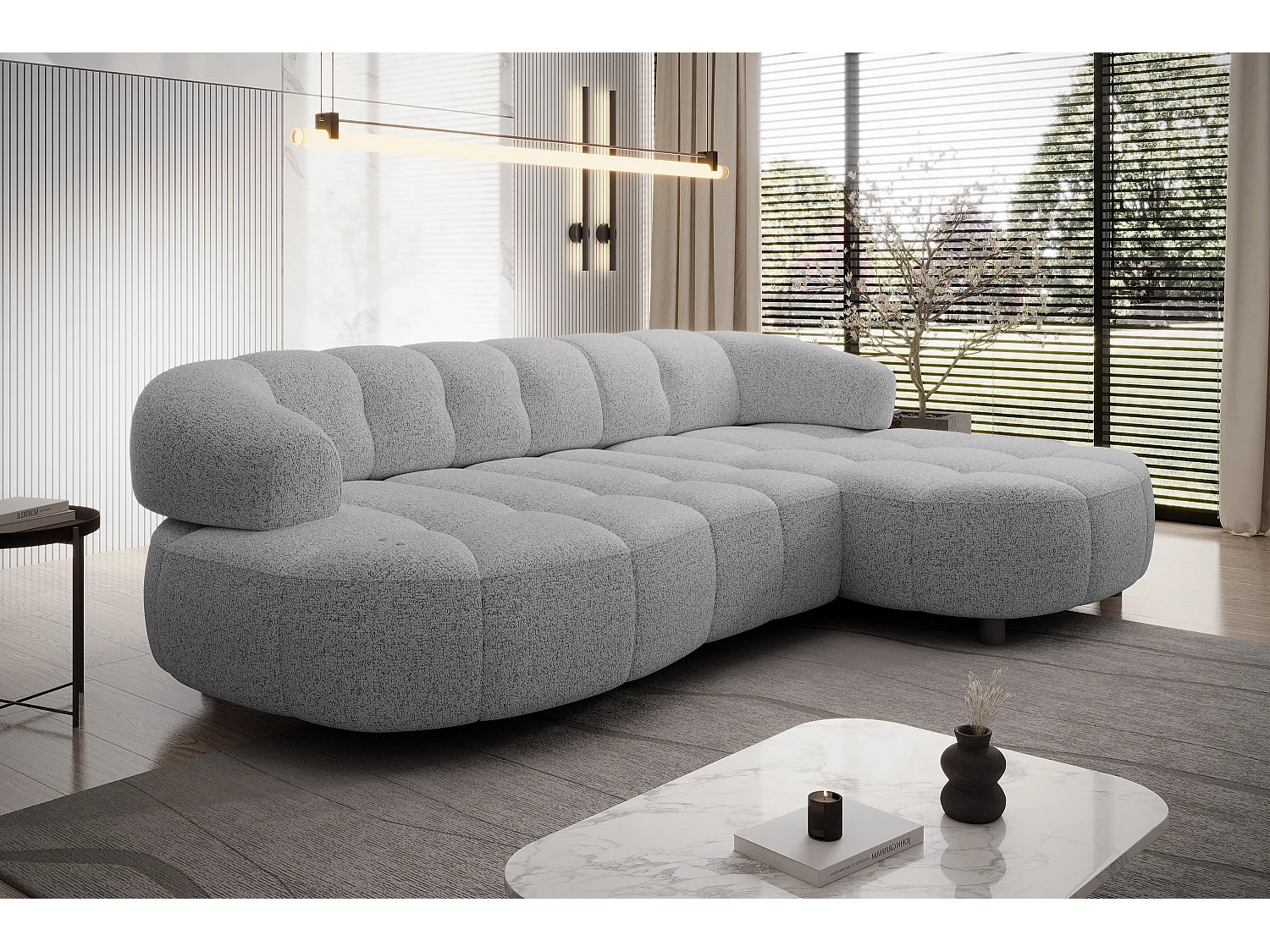 HOEKBANK WESPER S - SOFA met elektrische zitverstelling, L-vormig, vrijstaand, relaxfunctie, 183x284x79cm rechts grijs