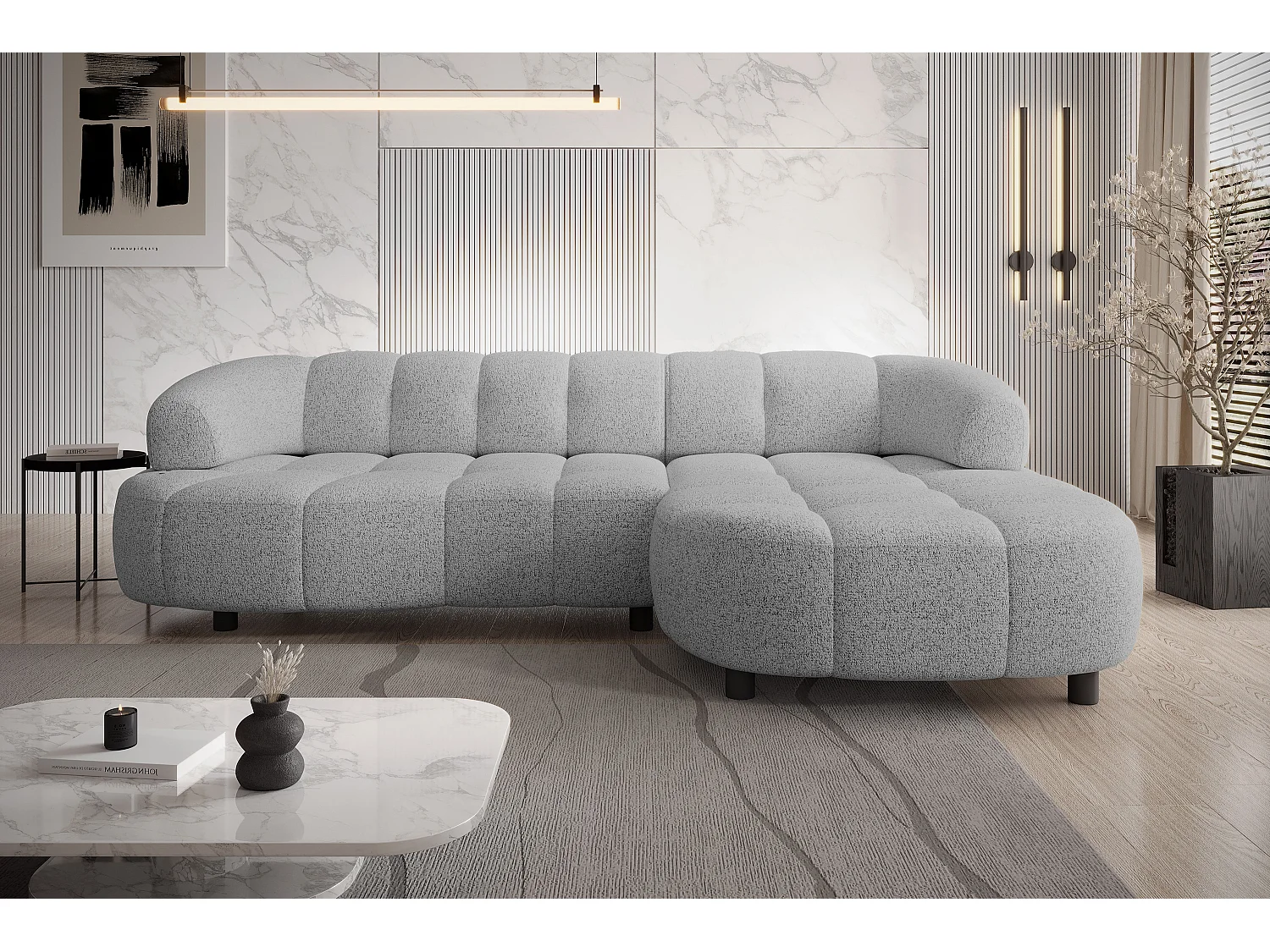 HOEKBANK WESPER S - SOFA met elektrische zitverstelling, L-vormig, vrijstaand, relaxfunctie, 183x284x79cm rechts grijs