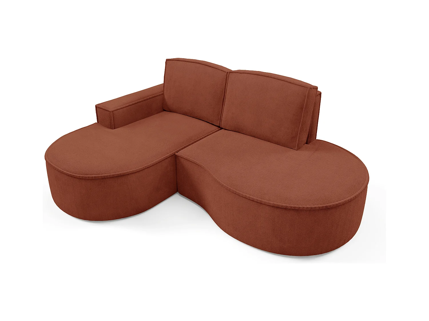 Ecksofa MOLLY – Halbkreisförmig, Curio-Bouclé, Lose Kissen, 210x157x88 cm, Links Braun