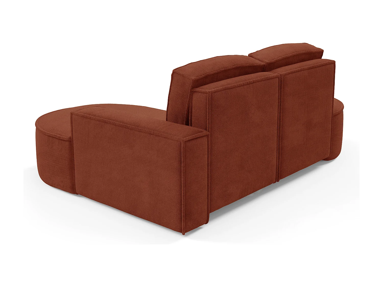 Ecksofa MOLLY – Halbkreisförmig, Curio-Bouclé, Lose Kissen, 210x157x88 cm, Links Braun