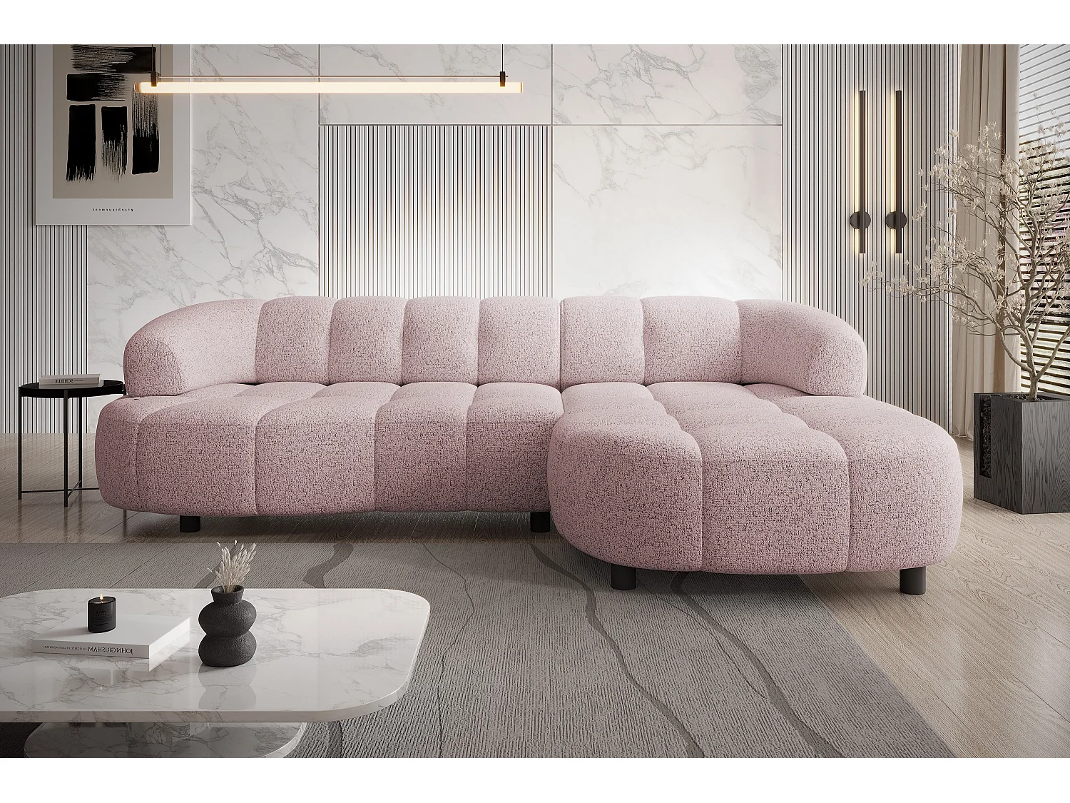 ECKSOFA WESPER S - Eckcouch Mit Elektrischer Sitzverstellung, L-förmig, Freistehend, Relaxfunktion, 183x284x79cm Linke Seite Asche