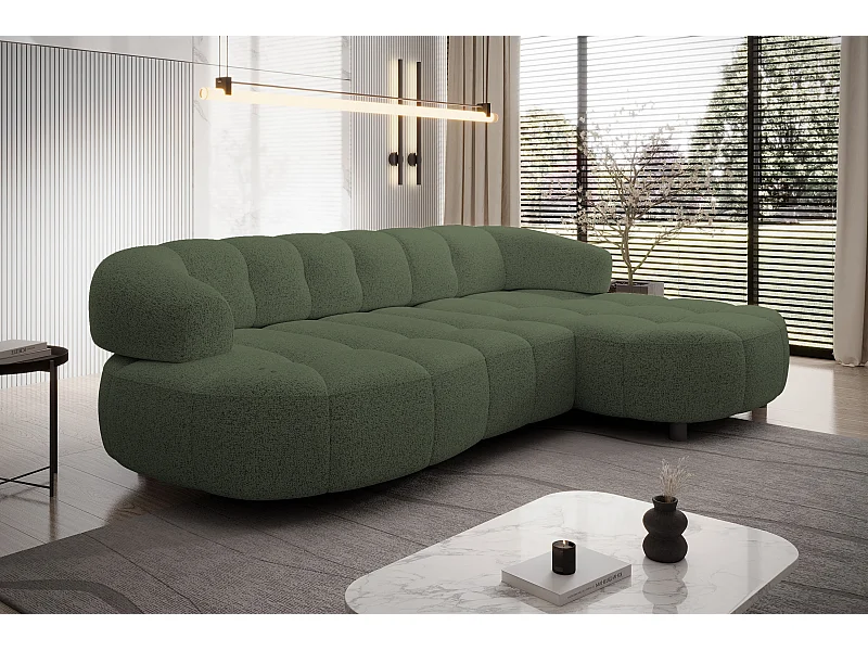 Canapé d'angle WESPER S - Relax électrique, en L, autoportant, 183x284x79cm, droite vert