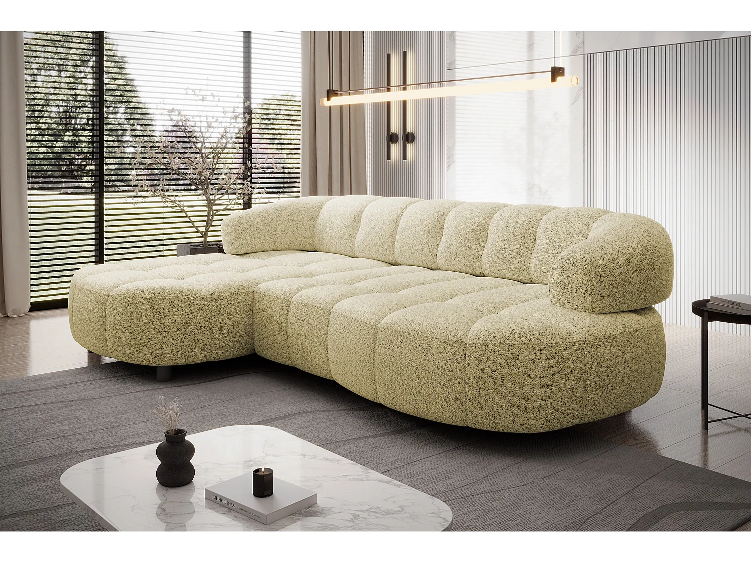 ECKSOFA WESPER S - Eckcouch Mit Elektrischer Sitzverstellung, L-förmig, Freistehend, Relaxfunktion, 183x284x79cm Linke Seite Sand