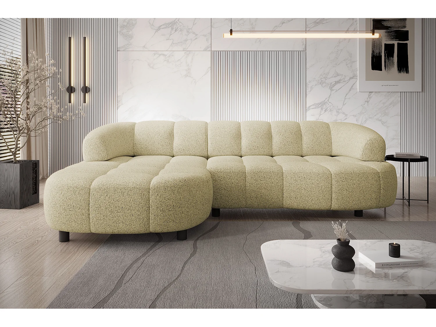 ECKSOFA WESPER S - Eckcouch Mit Elektrischer Sitzverstellung, L-förmig, Freistehend, Relaxfunktion, 183x284x79cm Linke Seite Sand