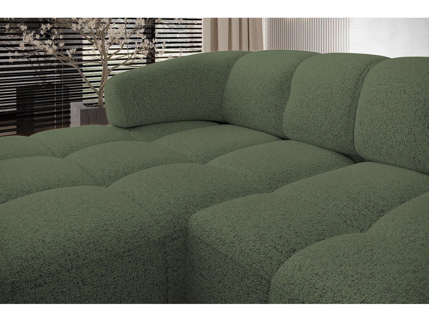 HOEKBANK WESPER S - SOFA met elektrische zitverstelling, L-vormig, vrijstaand, relaxfunctie, 183x284x79cm links groen