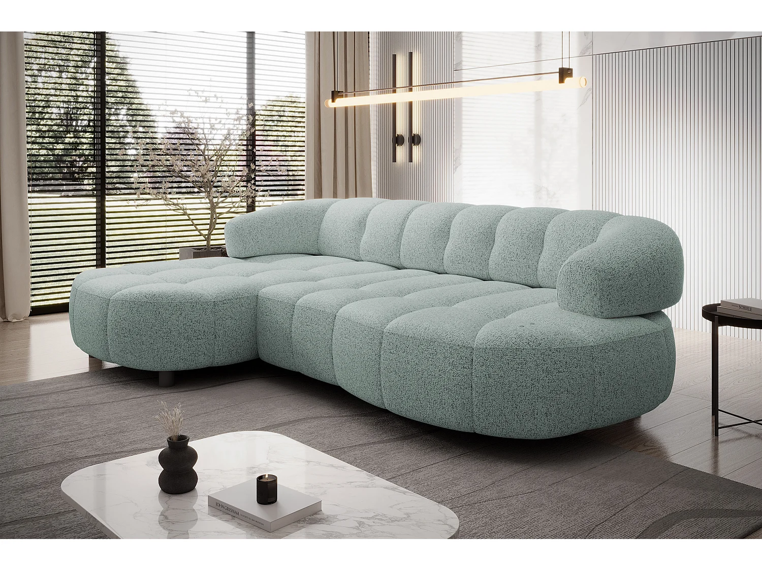 HOEKBANK WESPER S - SOFA met elektrische zitverstelling, L-vormig, vrijstaand, relaxfunctie, 183x284x79cm links mint