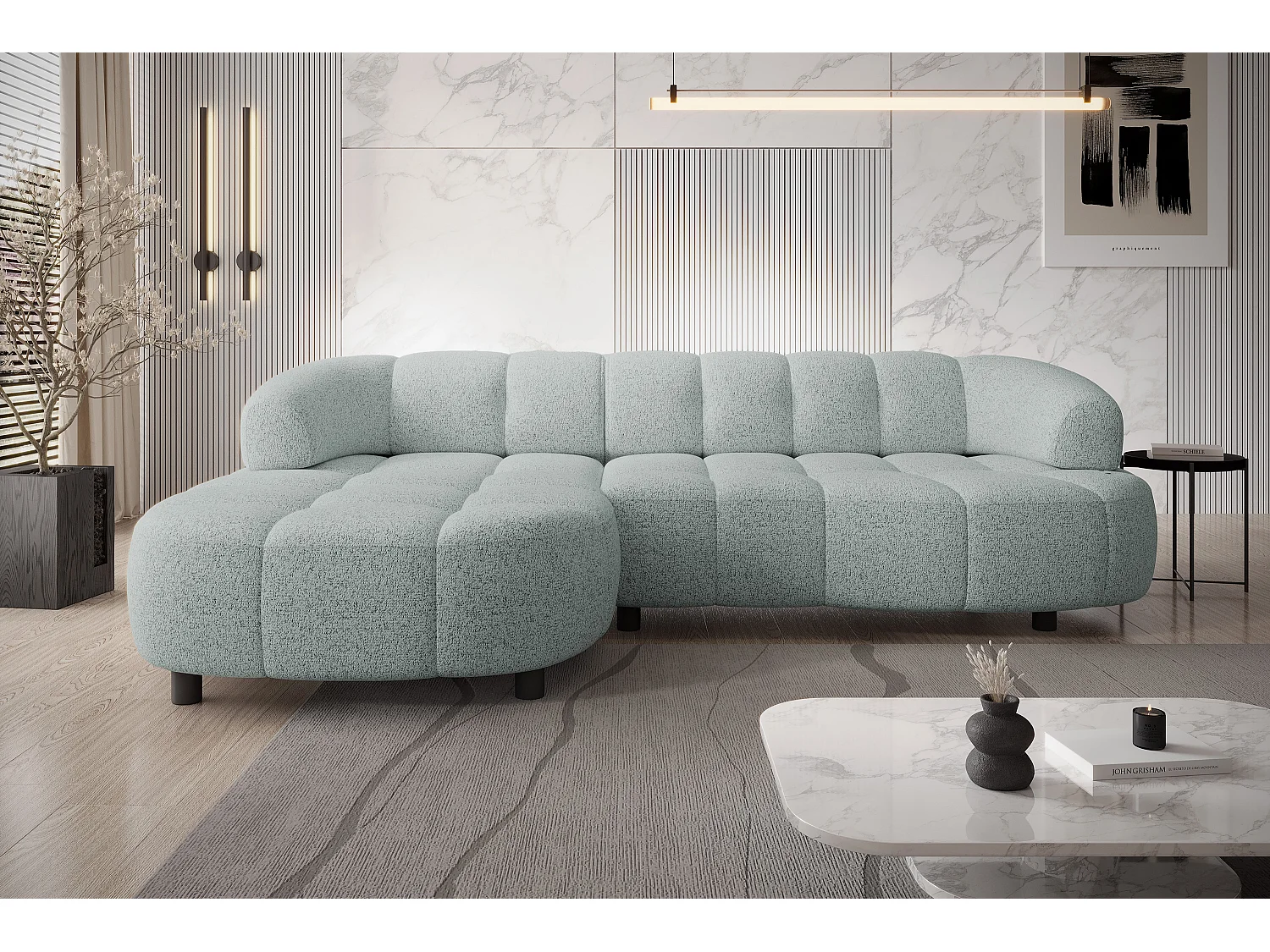 HOEKBANK WESPER S - SOFA met elektrische zitverstelling, L-vormig, vrijstaand, relaxfunctie, 183x284x79cm links mint