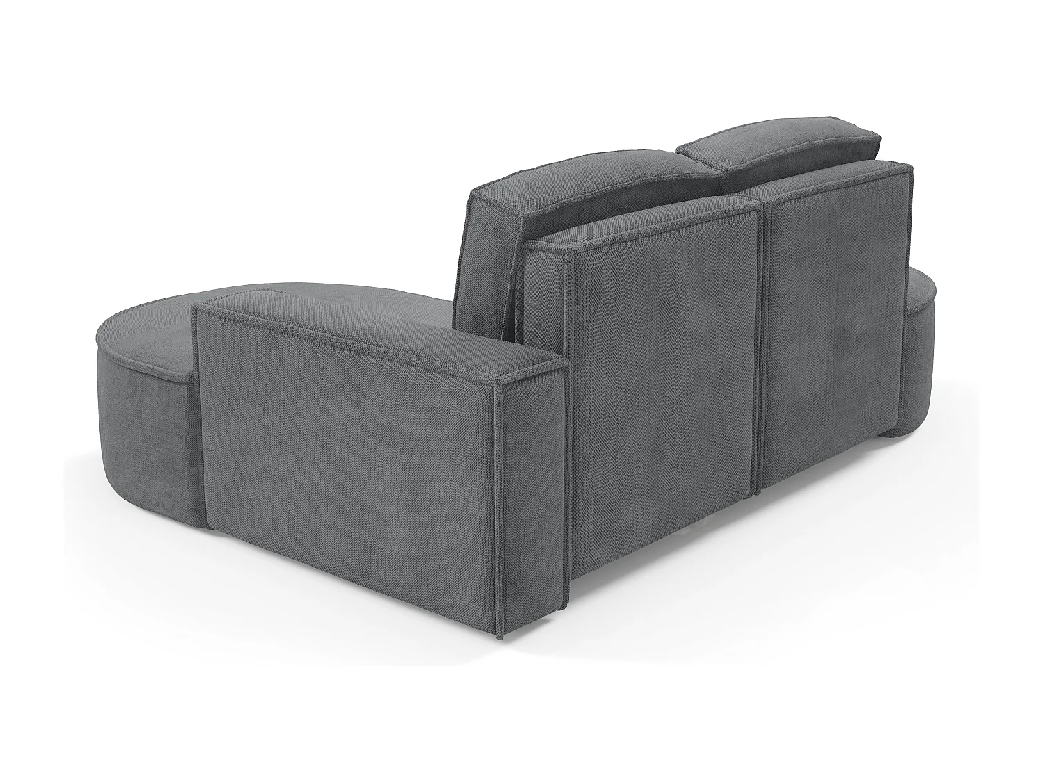 Canapé d'angle MOLLY sans couchage – Demi-lune, tissu Bouclé, coussins amovibles, revêtement doux, 210x157x88 cm, côté gauche gris