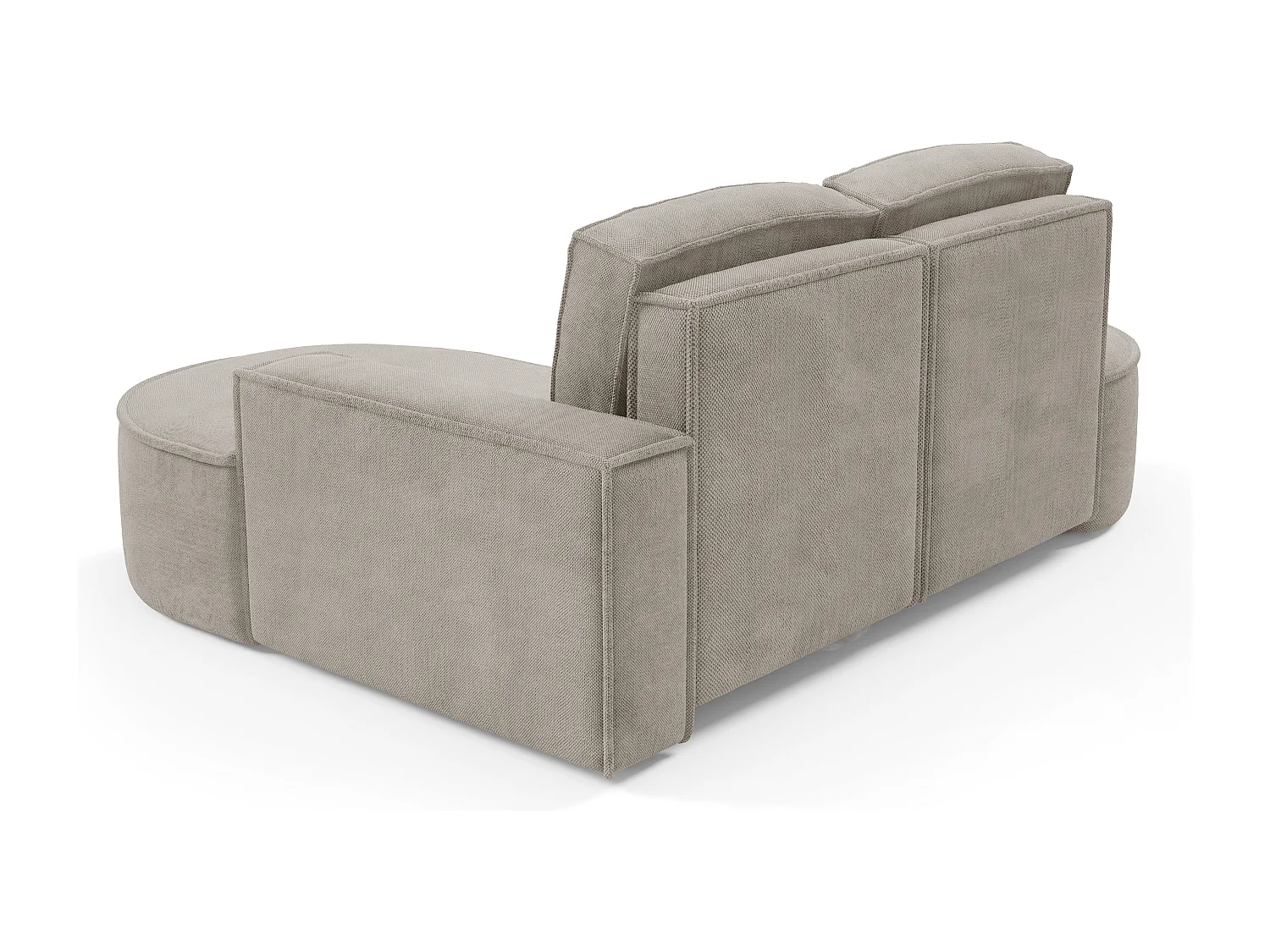 Canapé d'angle MOLLY sans couchage – Demi-lune, tissu Bouclé, coussins amovibles, revêtement doux, 210x157x88 cm, côté gauche frêne