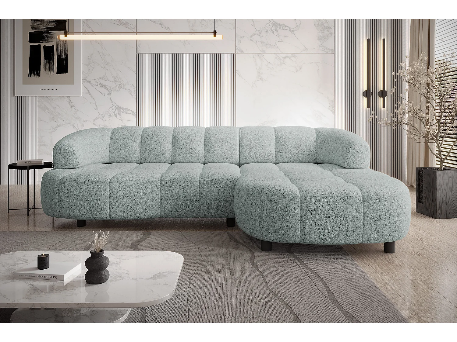 HOEKBANK WESPER S - SOFA met elektrische zitverstelling, L-vormig, vrijstaand, relaxfunctie, 183x284x79cm rechts mint