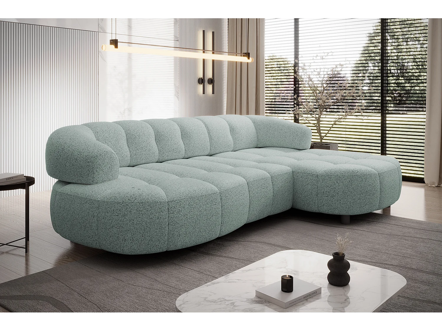 HOEKBANK WESPER S - SOFA met elektrische zitverstelling, L-vormig, vrijstaand, relaxfunctie, 183x284x79cm rechts mint