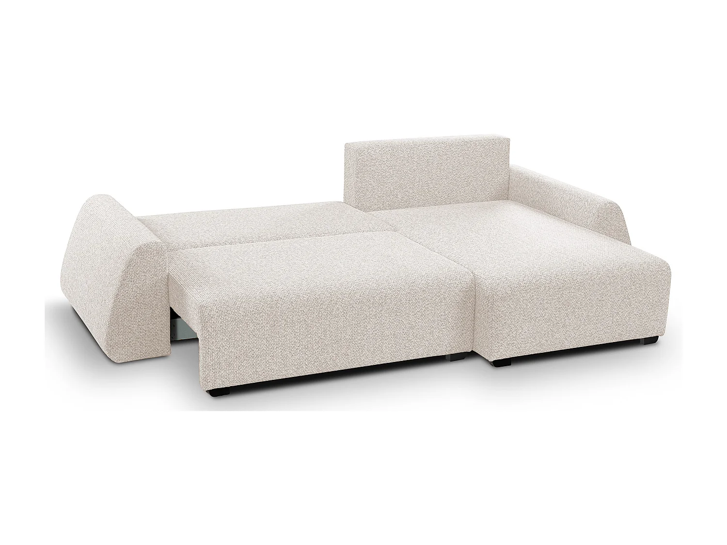 Canapé d'angle ALMI 160x275 cm, couchage, coffre, ressorts, assise confortable, côté droit, beige