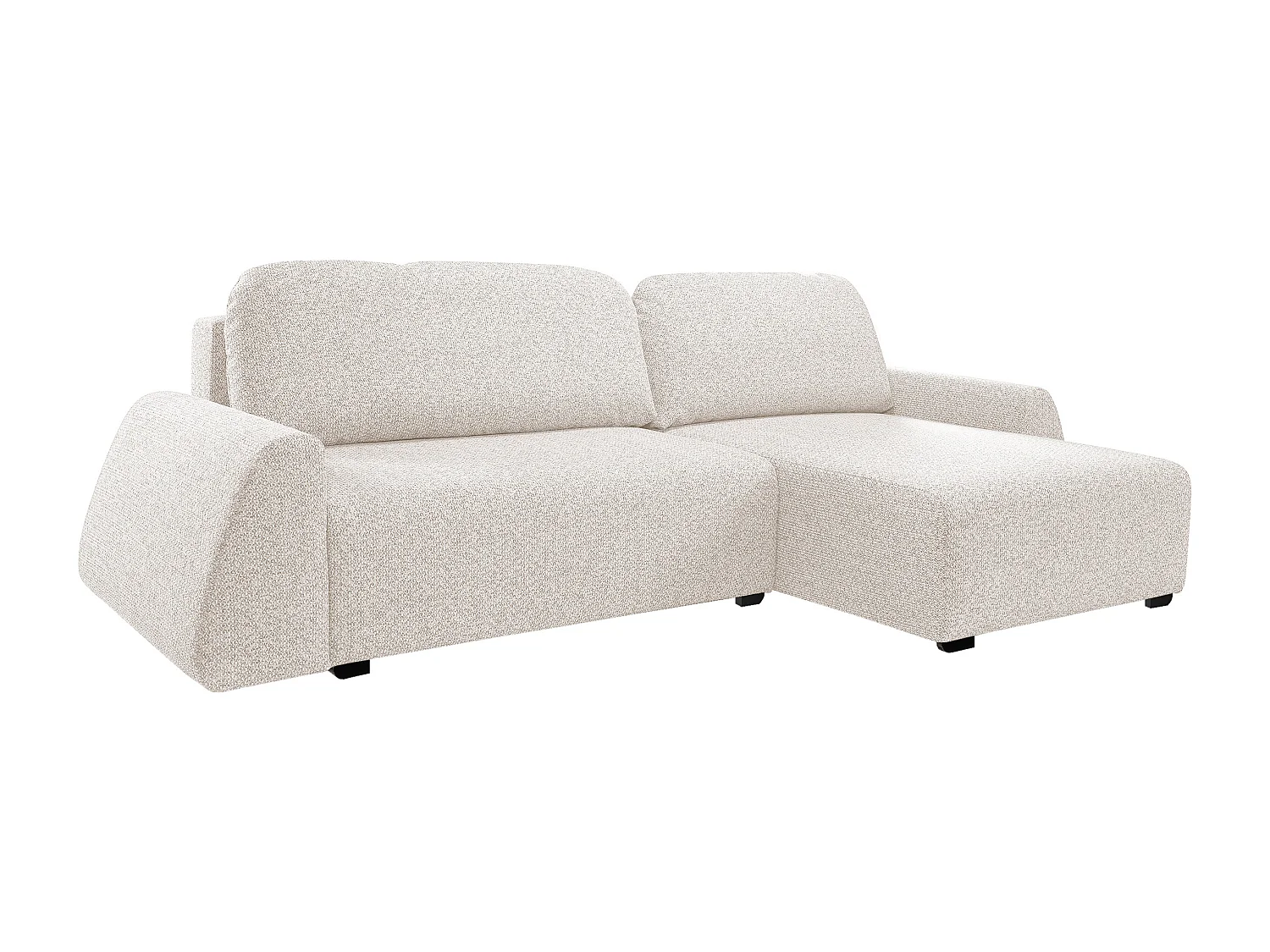 Canapé d'angle ALMI 160x275 cm, couchage, coffre, ressorts, assise confortable, côté droit, beige