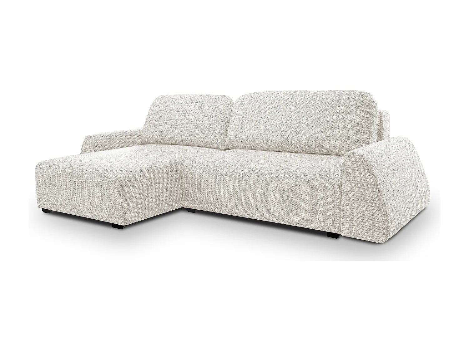 DomoHome narożnik ALMI 160x275 cm, funkcja spania, pojemnik, sprężyny, tapicerka, lewy bok, biały