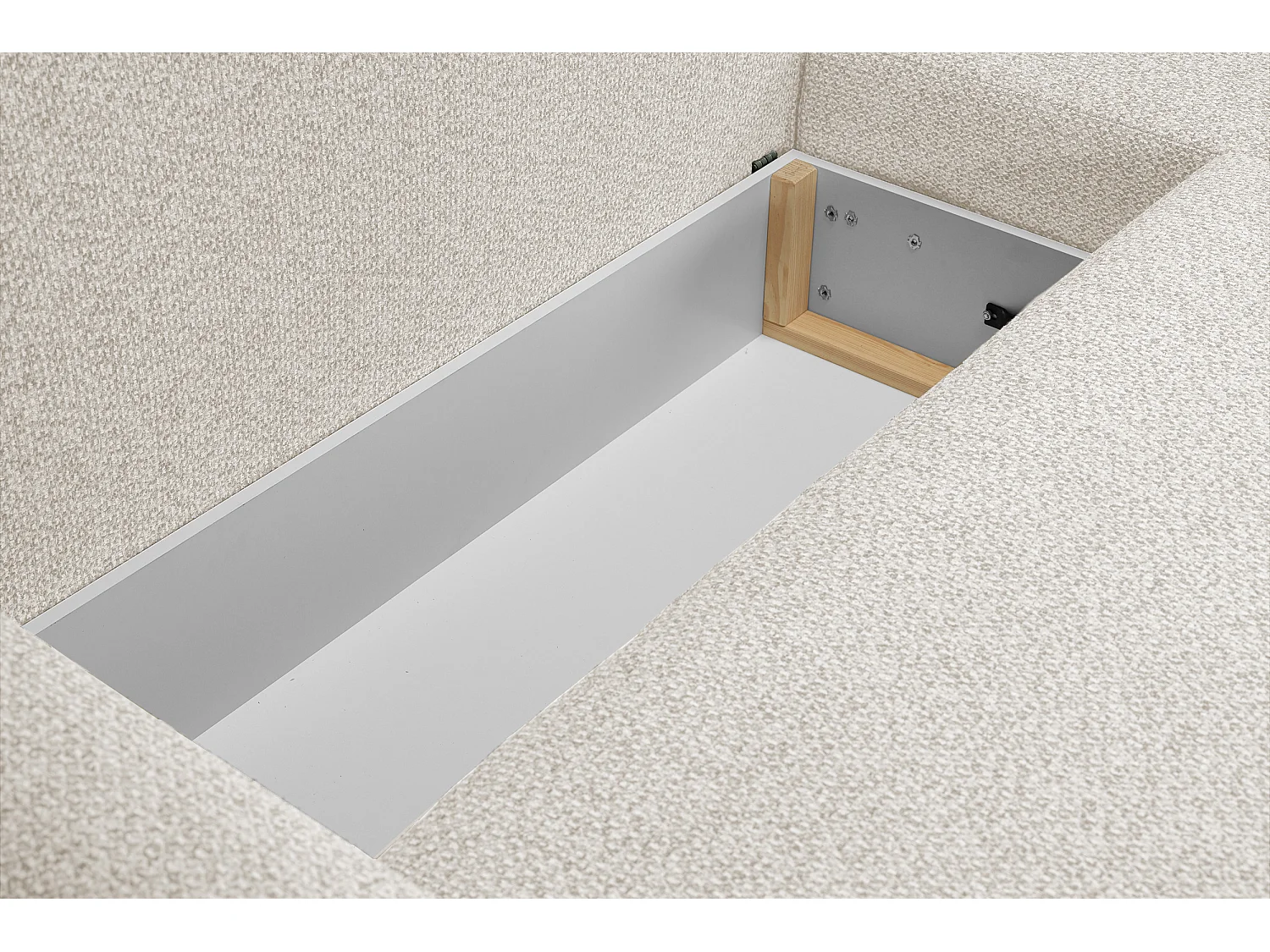 DomoHome narożnik ALMI 160x275 cm, funkcja spania, pojemnik, sprężyny, tapicerka, lewy bok, biały