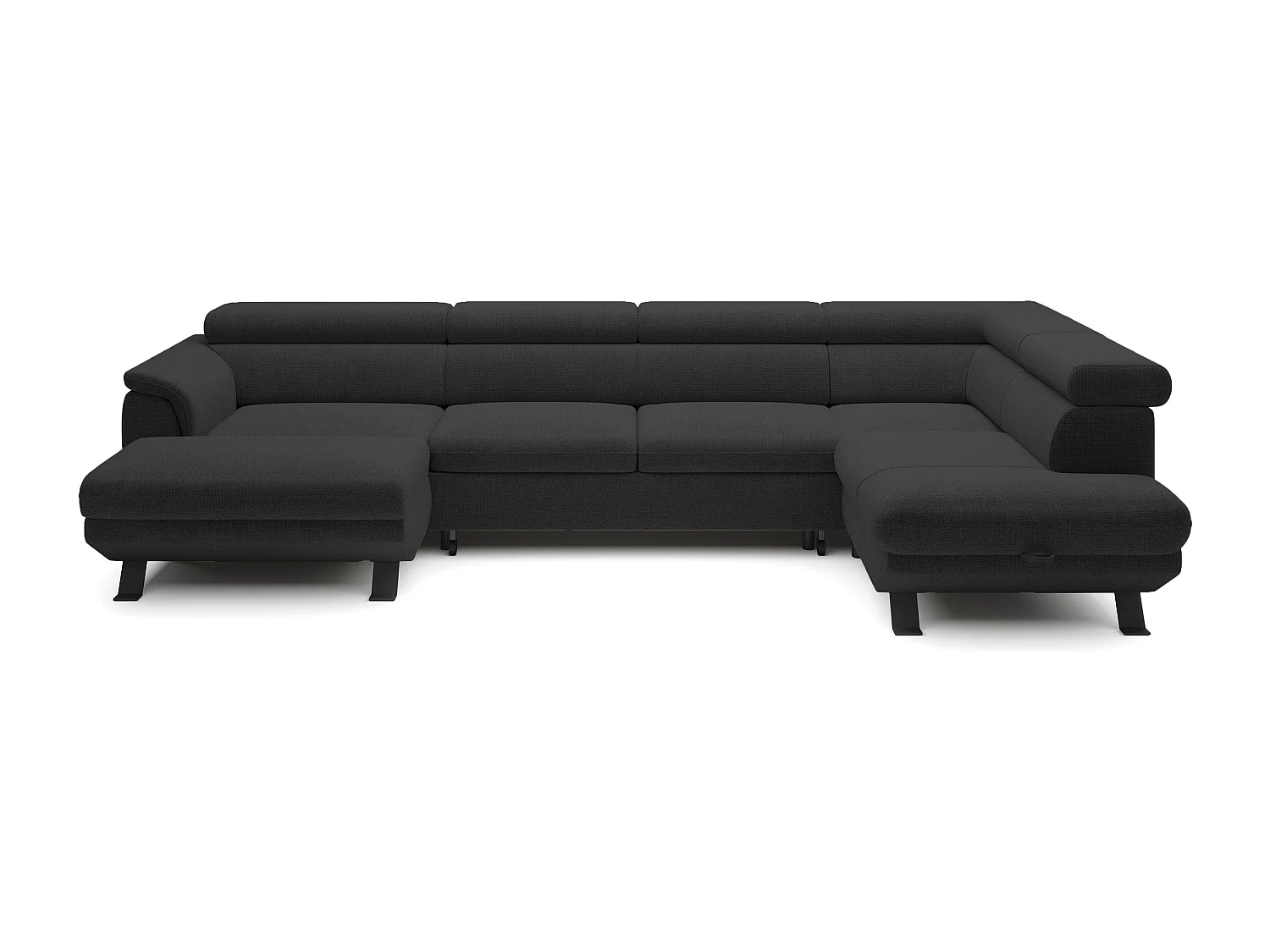 Canapé d'angle RAVEN XL convertible avec tiroir-lit, appuie-têtes réglables, coffre, 334x198x162cm, côté droit Anthracite