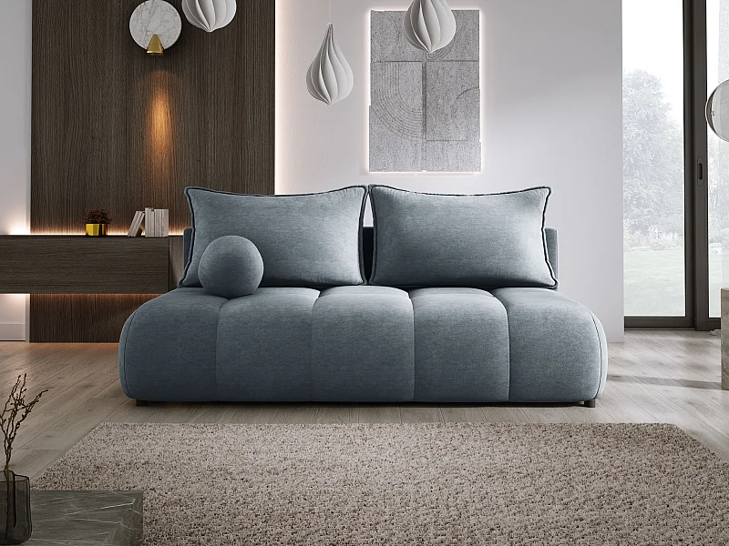 Sofa COCO MINI convertible avec couchage, tissu CLOUD, 2 places, autoportant, 205x105x97 cm, couleur : Gris