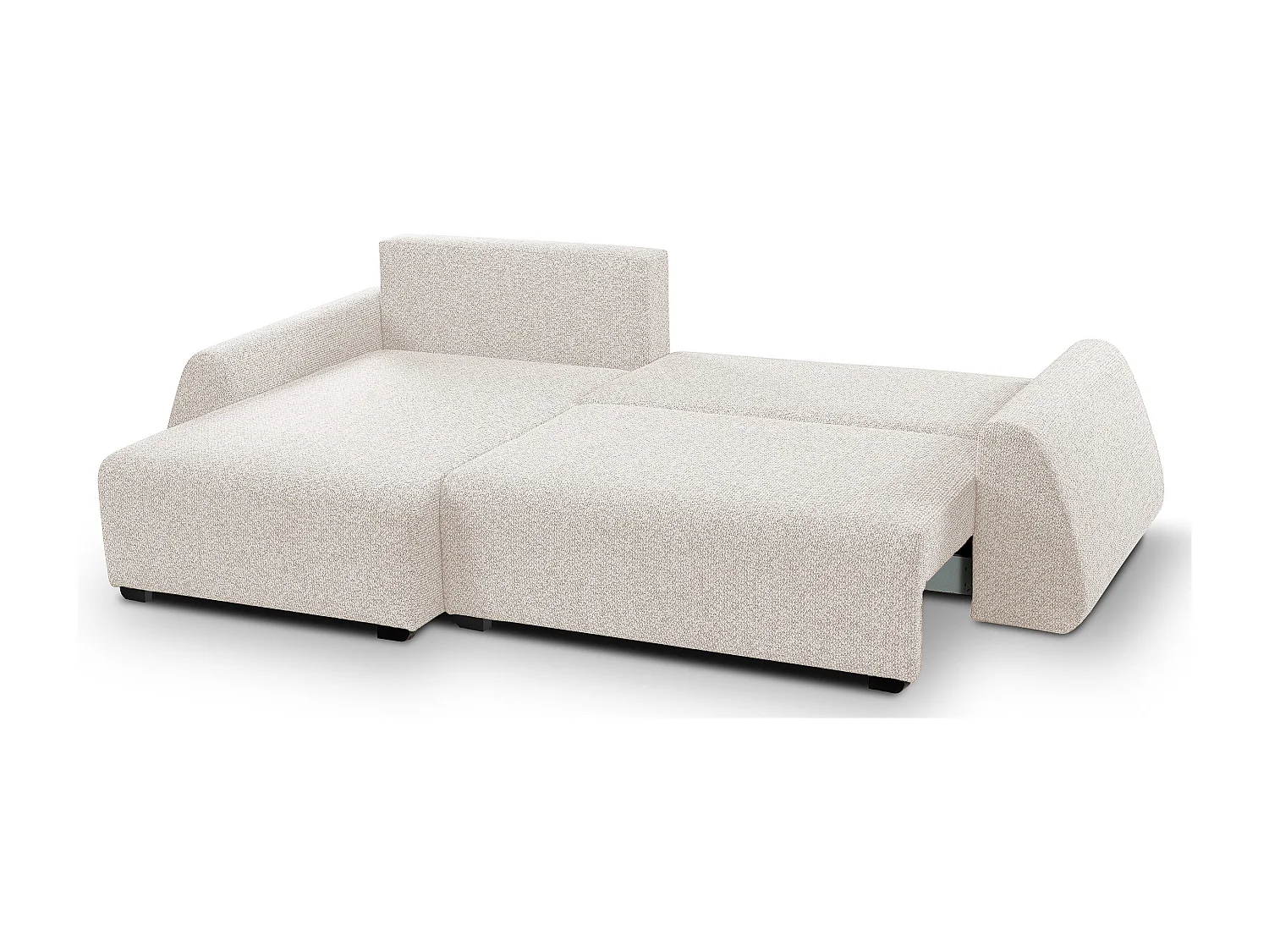 Canapé d'angle ALMI 160x275 cm, couchage, coffre, ressorts, assise confortable, côté gauche, beige
