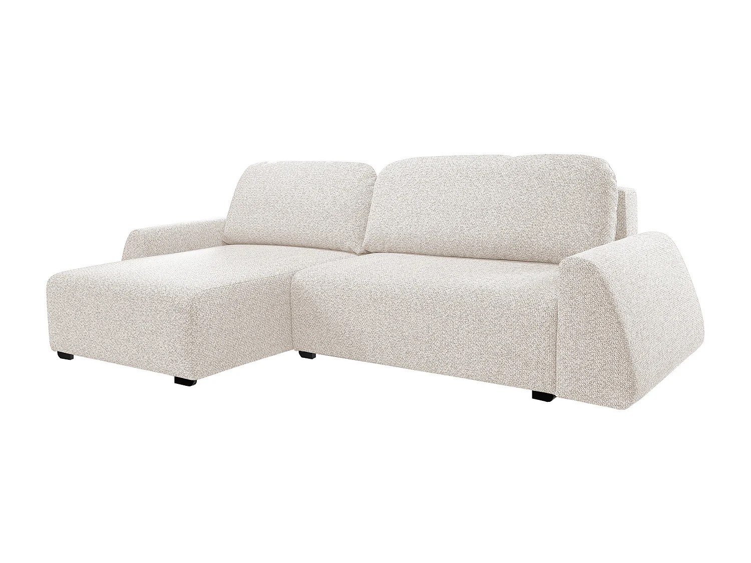 Canapé d'angle ALMI 160x275 cm, couchage, coffre, ressorts, assise confortable, côté gauche, beige