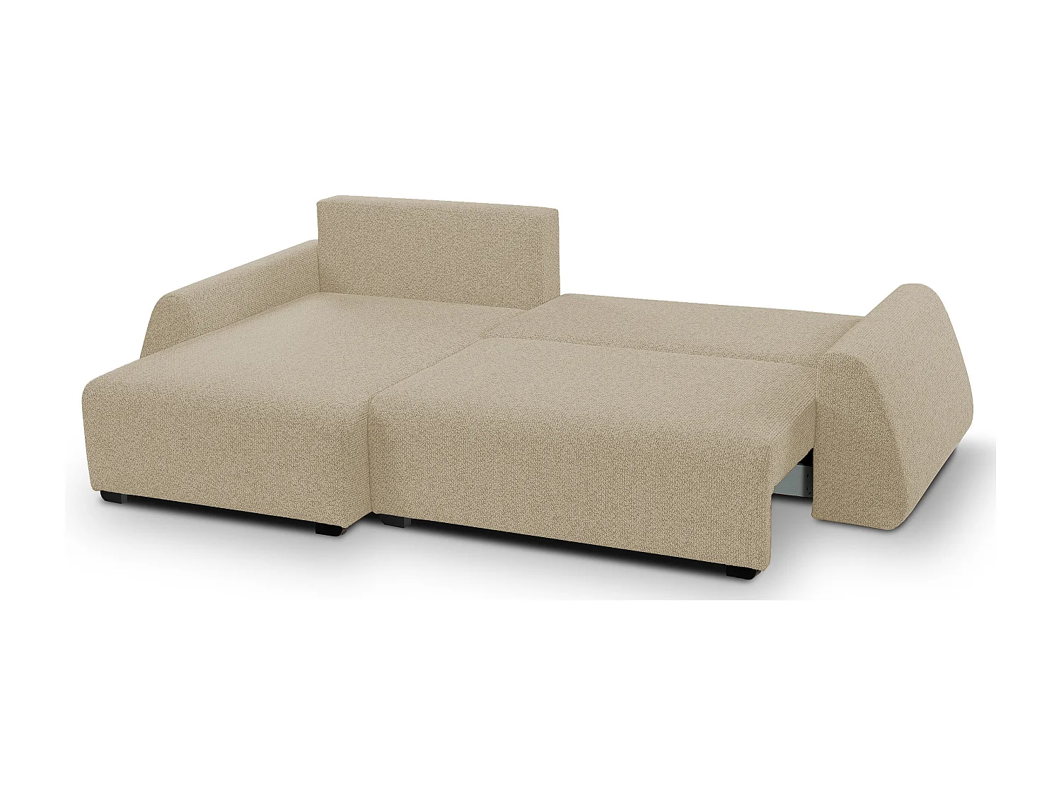 Hoekbank ALMI 160x275 cm, slaapfunctie, opbergruimte, golfveren, comfortabel zitvlak, elegant design, linkerzijde, cappuccino