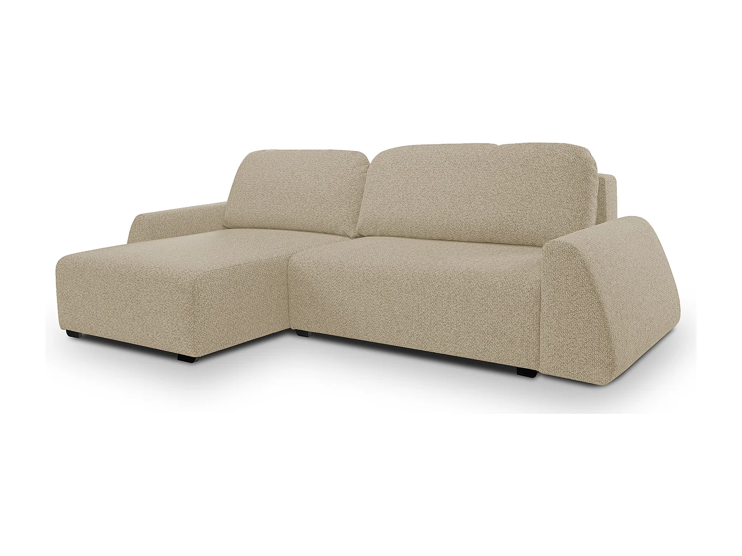 Canapé d'angle ALMI 160x275 cm, couchage, coffre, ressorts, assise confortable, côté gauche, cappuccino