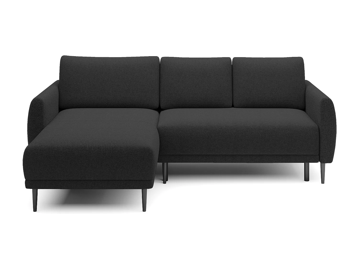 ECKSOFA BONO Stilvolles Sofa mit Schlaffunktion, Robuste Holzfüße, Elegante Armlehnen, Tiefe Sitzfläche 226x164x88cm, Linke Seite Schwarz