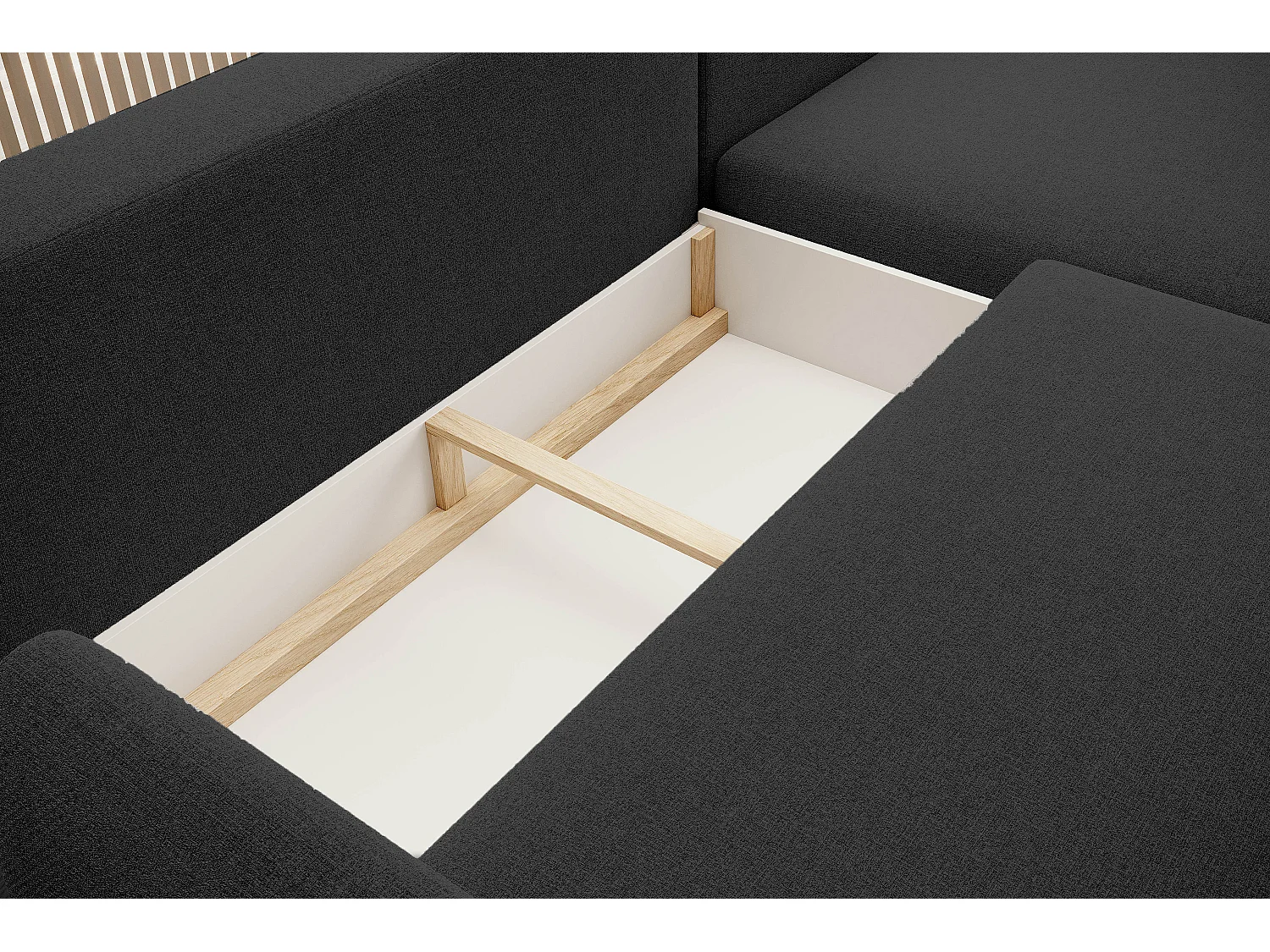 ECKSOFA BONO Stilvolles Sofa mit Schlaffunktion, Robuste Holzfüße, Elegante Armlehnen, Tiefe Sitzfläche 226x164x88cm, Linke Seite Schwarz