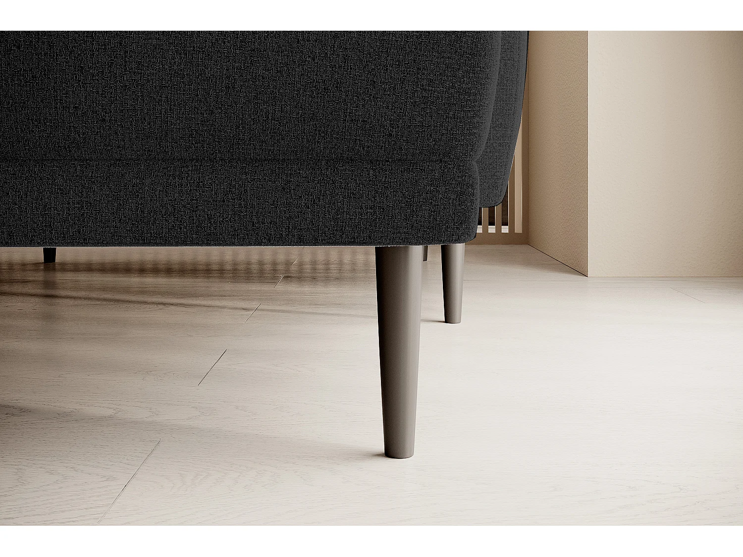 ECKSOFA BONO Stilvolles Sofa mit Schlaffunktion, Robuste Holzfüße, Elegante Armlehnen, Tiefe Sitzfläche 226x164x88cm, Linke Seite Schwarz