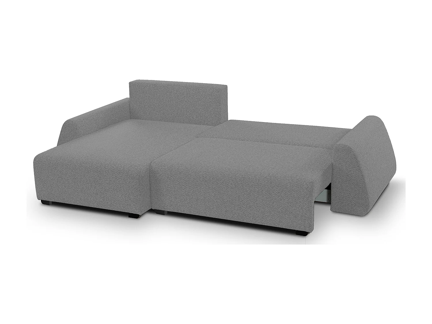 Canapé d'angle ALMI 160x275 cm, couchage, coffre, ressorts, assise confortable, côté gauche, argenté