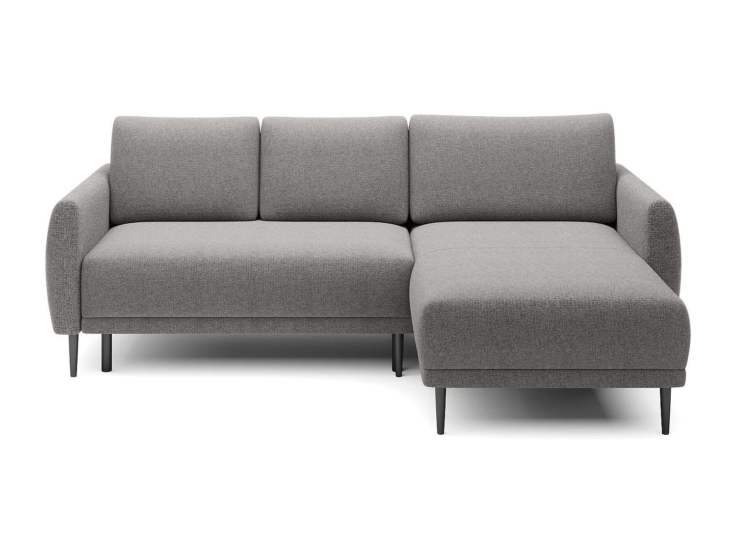 ECKSOFA BONO Sofa met slaapfunctie Stevige houten poten Stijlvolle armleggers Diepe zitting 226x164x88cm Rechterkant grijs