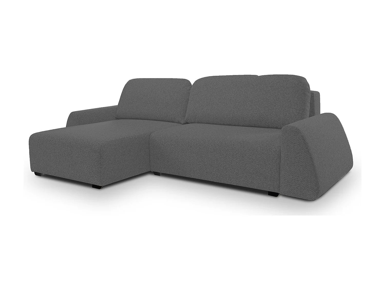 Canapé d'angle ALMI 160x275 cm, couchage, coffre, ressorts, assise confortable, côté gauche, gris