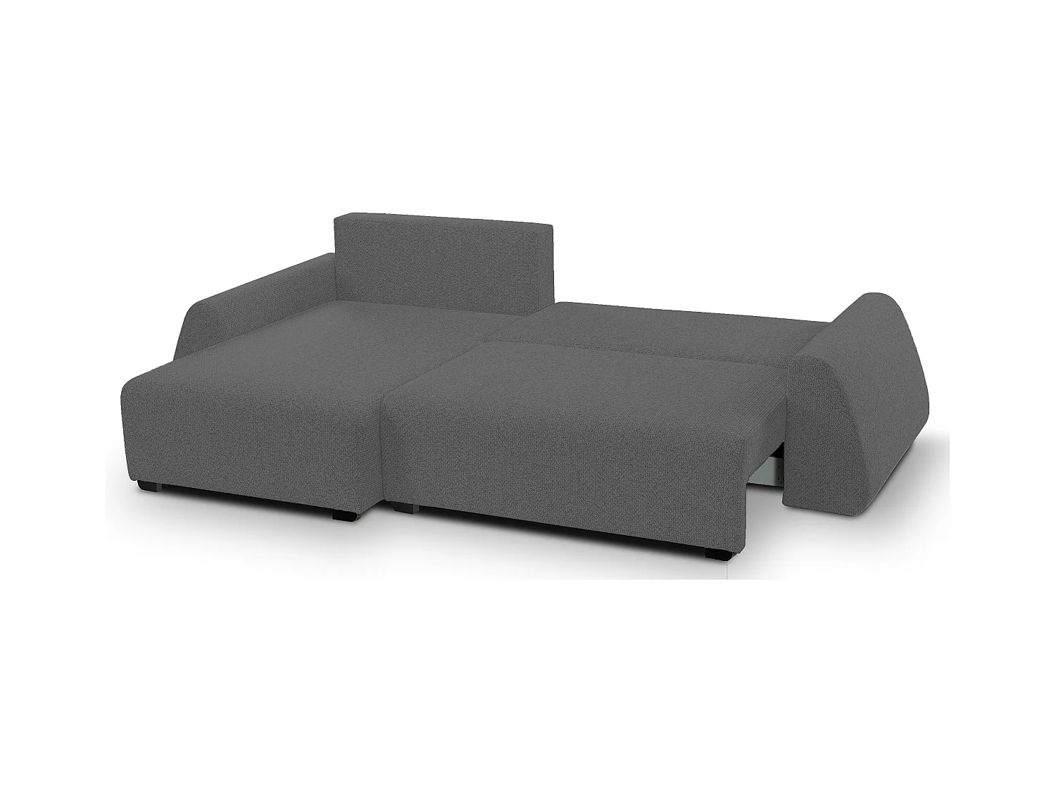Canapé d'angle ALMI 160x275 cm, couchage, coffre, ressorts, assise confortable, côté gauche, gris